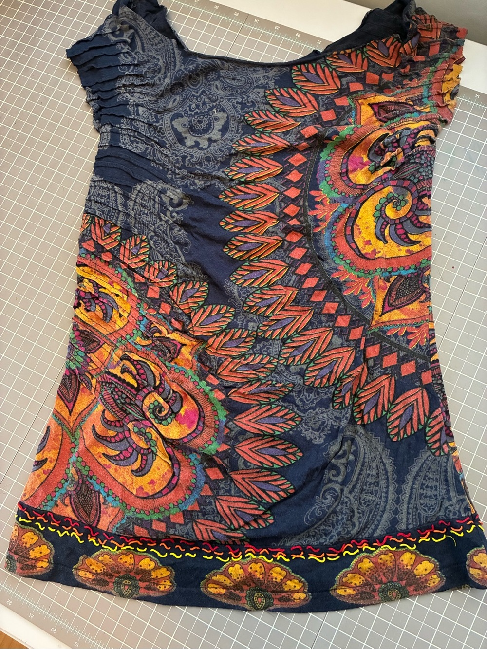 Desigual Navy Multicolor Paisley & Floral tee shirt